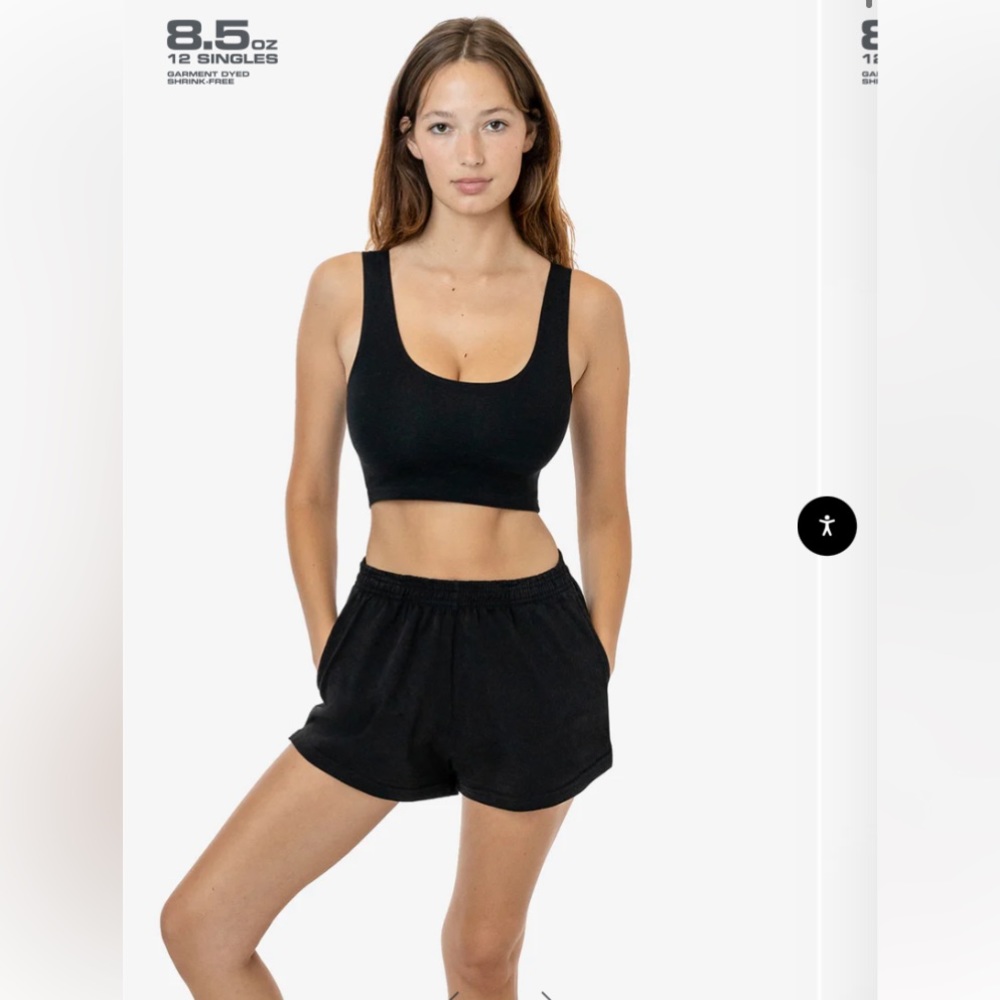 Los Angeles Apparel Heavy Jersey Garment Dye Short Shorts S Black
